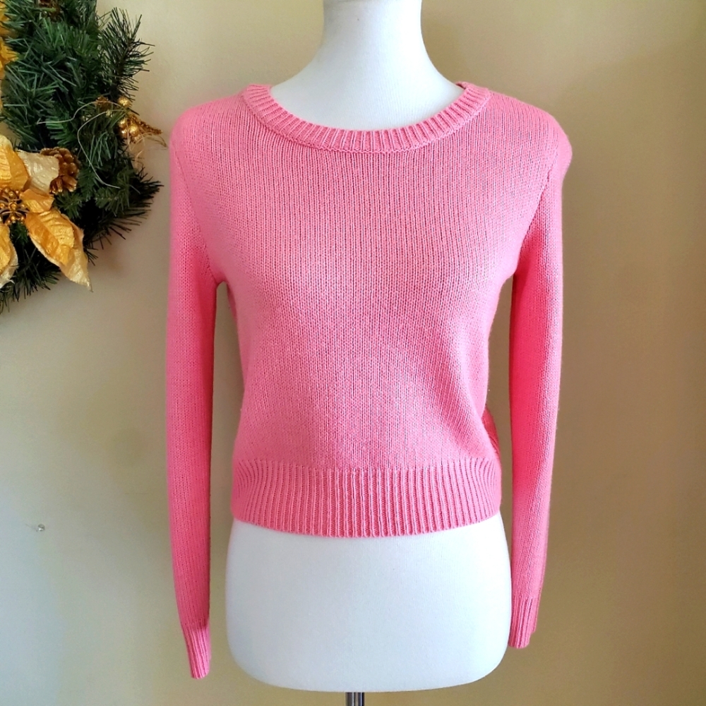 Divided Pink Cropped Sweater